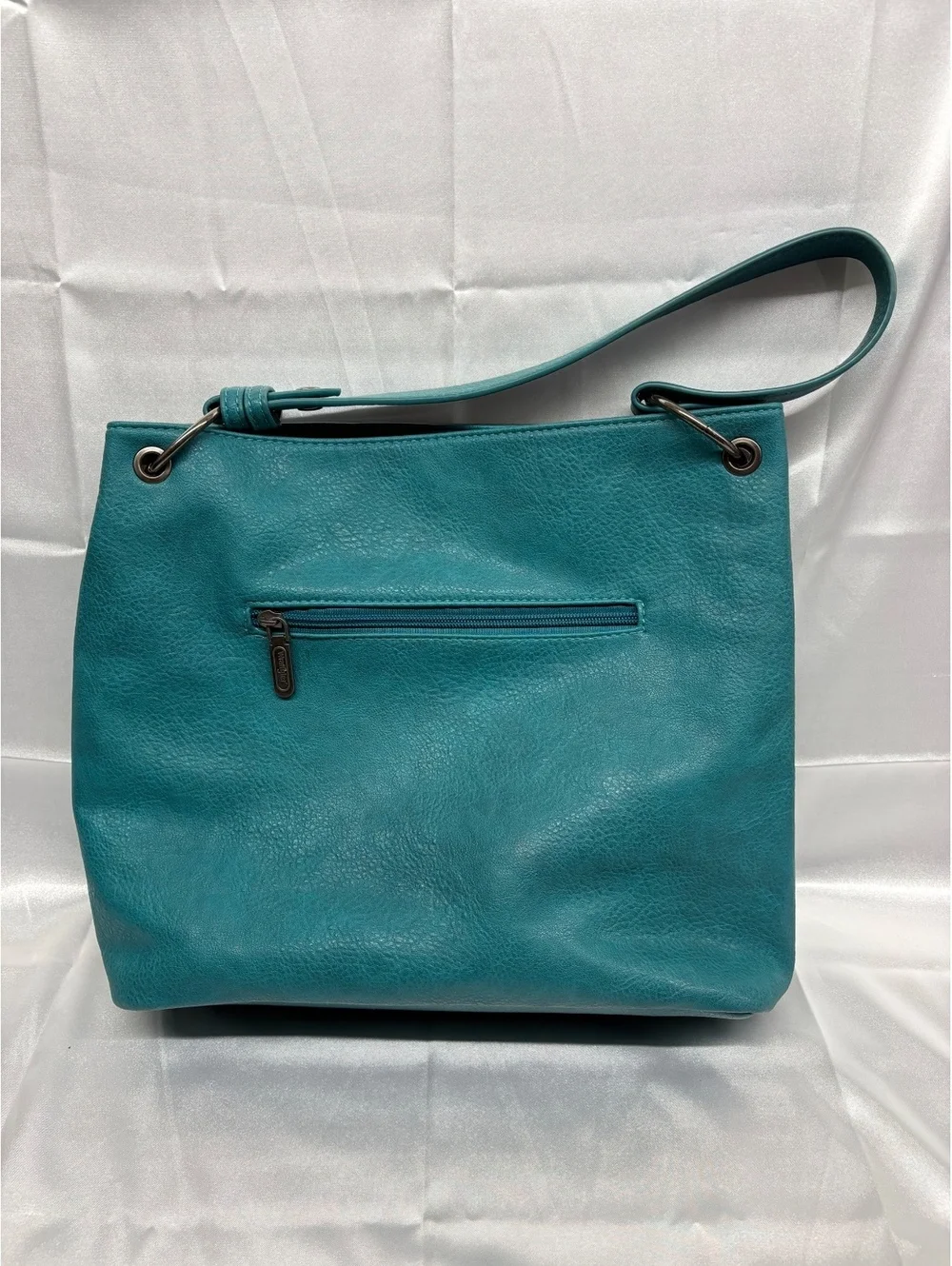 Wrangler Turquoise Vegan Leather Hobo Bag with Zip Pockets and Branded Interior